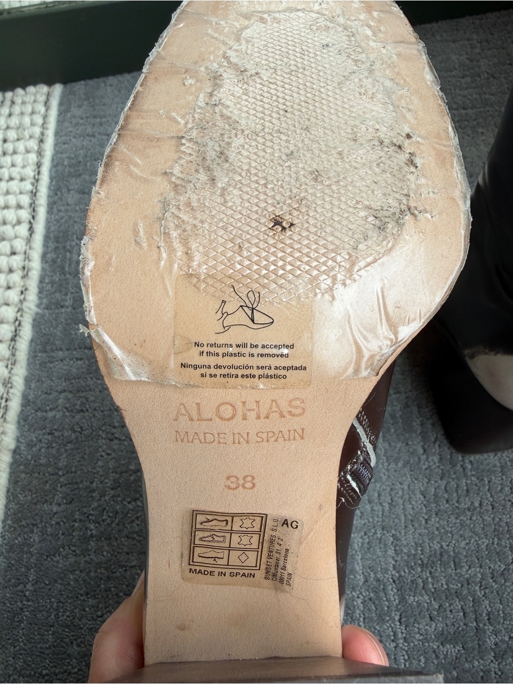 ALOHAS South Degraded Two-Tone Brown Cream Square Toe Leather Block Heel Boots - Picture 5 of 6